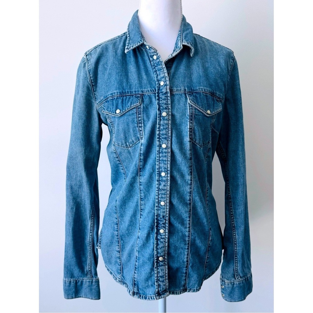 Topshop Denim Western Shirt - Snap Buttons Sz 6